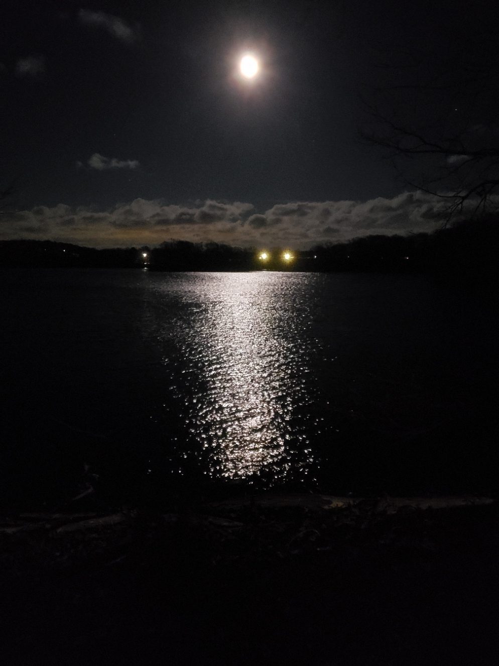 Moon reflecting in lake